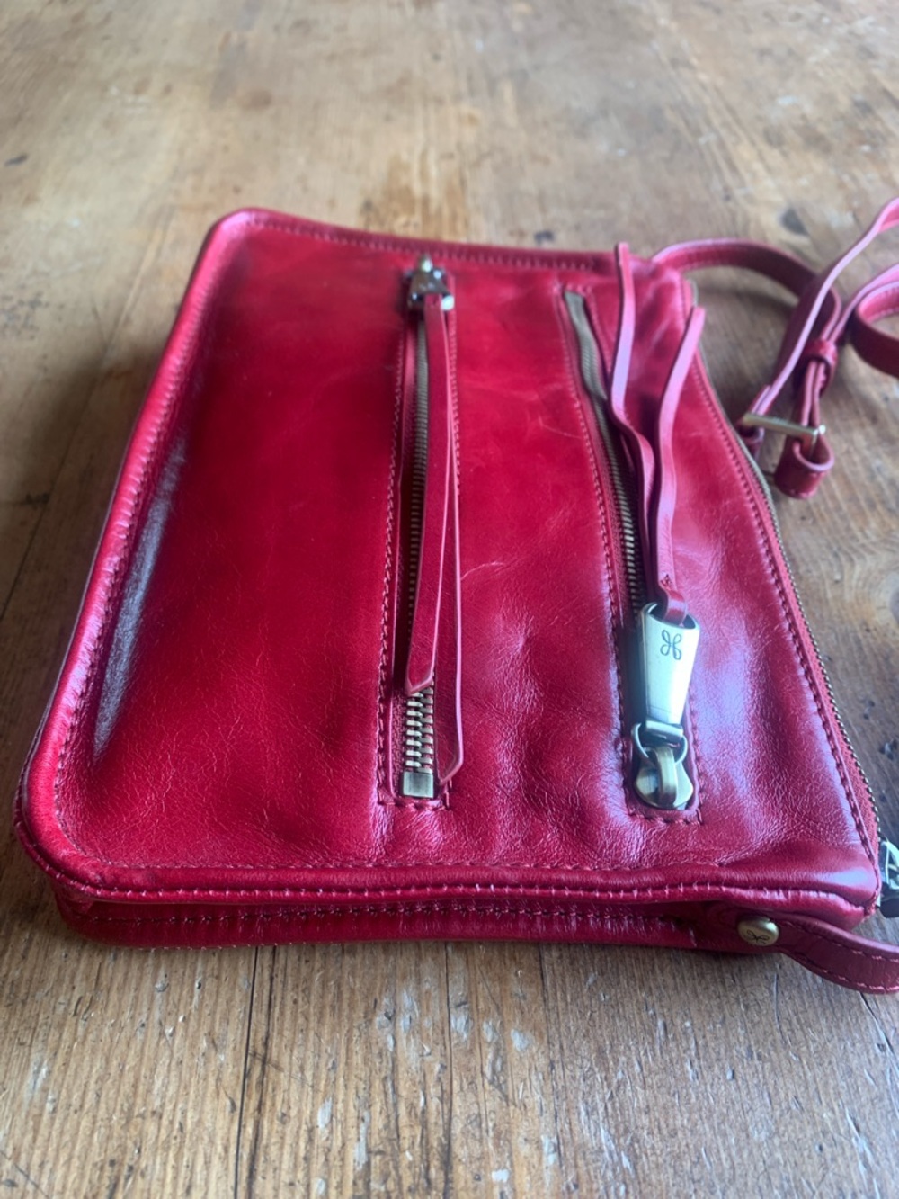 HOBO Red Leather Crossbody with Dual Front Zips - Picture 7 of 16